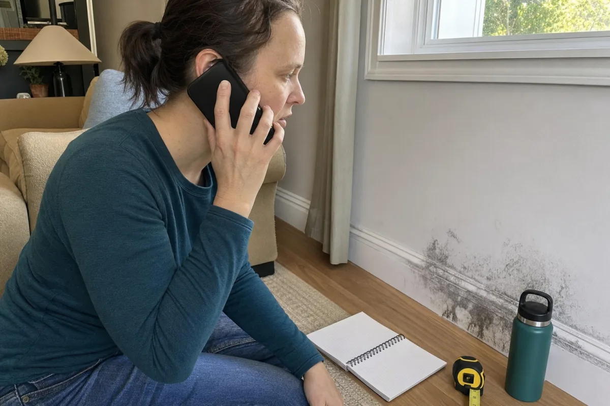 A homeowner calls about visible mold and moisture.